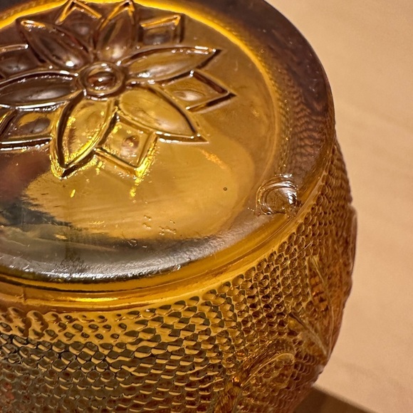 Vintage Indiana Glass Co Tiara Amber Sandwich Glassware Cups Set of 4 MCM - Picture 7 of 9